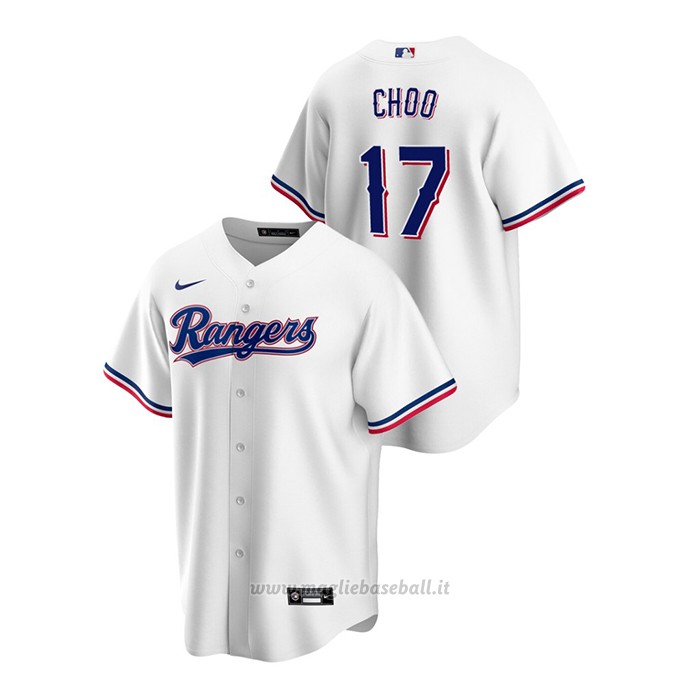 Maglia Baseball Uomo Texas Rangers Shin Soo Choo Replica Primera Bianco